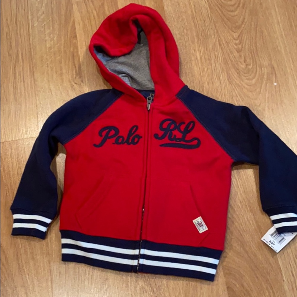 New with tags Polo RL Sweatshirt Red w/Navy - 2T